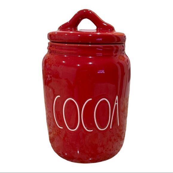 New RAE DUNN Holiday LL "COCOA" Red Small Baby Canister By Magenta - Picture 1 of 4